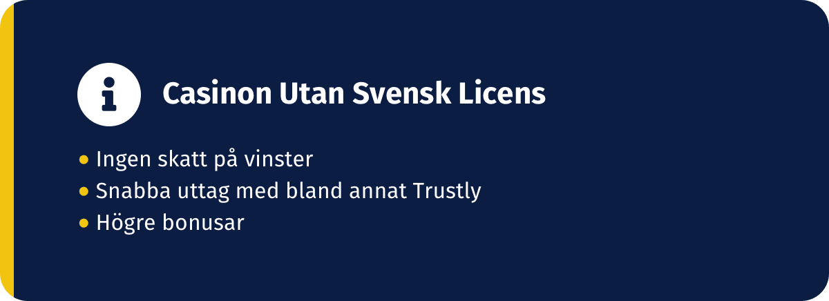snabba uttag på casino utan licens med trustly